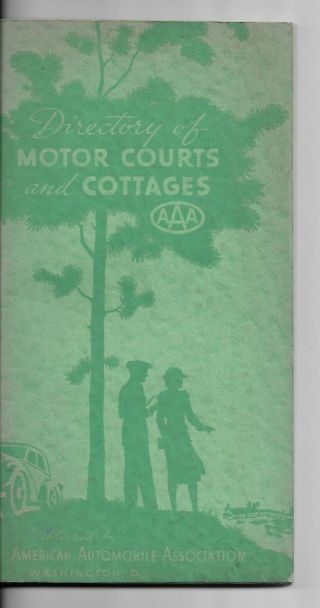 1938 Directory Of Motor Courts & Cottages Aaa Coca Cola Advertising On Back
