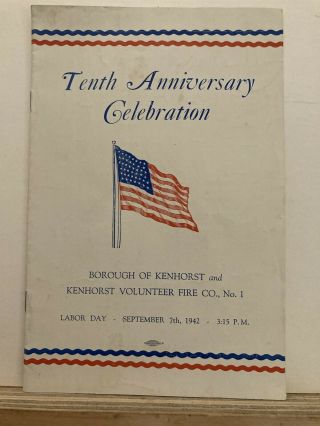 1942 Kenhorst Volunteer Fire Company Anniversary Program Pa