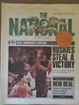 The National Sports Daily Ncaa Tourney 3/16 1990 Uconn Beats Bu Scott Burell