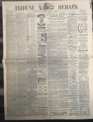 Tribune Herald Greensburg Pa Pennsylvania Dec 8,  1886 Vintage Old Newspaper