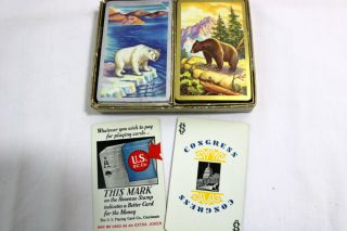 Vintage Congress Polar Grizzly Bear Playing Cards Two Full Decks Bridge