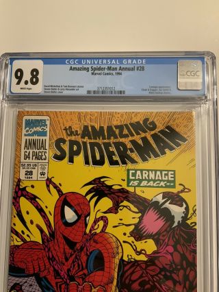 The Spider - Man Annual 28.  CGC 9.  8 WP. 2