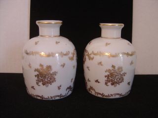 Vintage Hand Painted Pate De Limoges Porcelain Bottles Or Vases