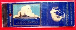 Military / Pre War U.  S.  S.  Colorado (pic - Ship & Horse) C45 Oj Matchcover