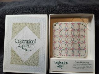 Celebration Of American Quilts Double Wedding Ring 1989 Ceramic Tile Ornament