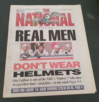 The National Sports Daily News Paper January 13 1991 Hockey Helmets Guy Lafleur