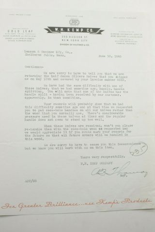 1940 Lamson Goodnow W H Kemp Co Nyc Return Letter Ephemera L968g