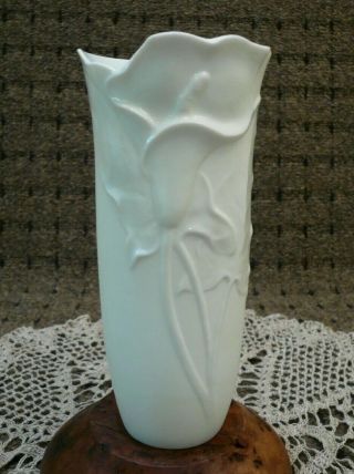 Franz Porcelain Calla Lily Flower White Vase Fz00207usc Rd7821,  6.  5 " Tall