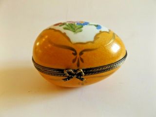 Vintage Egg Shaped Limoges Trinket Box Peint Main France 2