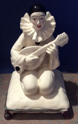 Vintage Taste Setter Sigma Harlequin Clown Ceramic Pierrot Music Box