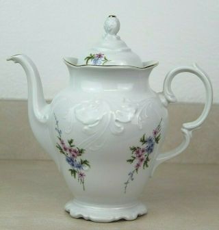 Wawel Poland Vintage China Teapot,  Coffee Pot Rose Floral Gold Trim 4