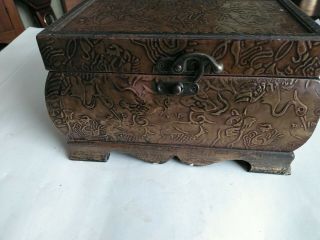 Vintage Tin Metal Embossed Keepsake Trinket Jewelry Box