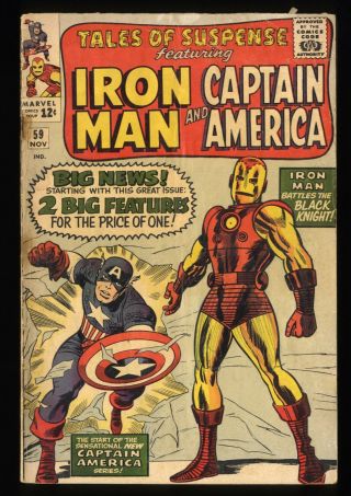Tales Of Suspense 59 Gd/vg 3.  0 Captain America Iron Man Iron Man