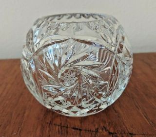 Vintage Lead Crystal Cut Glass Rose Bowl Vase Pinwheel Stars Heavy