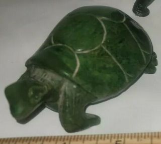 Vintage Hand Carved Malachite Turtle Figural Paperweight Zimbabwe