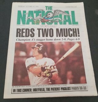 The National Sports Daily News Paper October 18 1990 Jose Canseco A,  S Down Reds