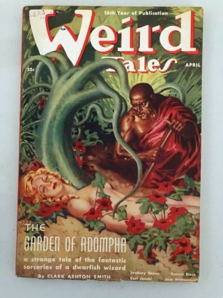 Weird Tales Apr 1938 Virgil Finlay Cvr; H.  P.  Lovecraft,  Quinn; Howard; Bloch Fn,