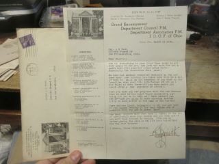 1939 Canton Ohio Ioof Grand Encampment Department Council Letter Odd Fellows Old