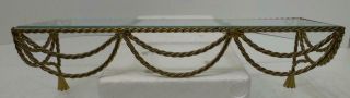 Vtg Home Interiors Glass And Gold Metal Rope And Tassel Wall Shelf 18.  5 " Long