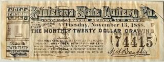 1888 The Louisiana State Lottery 20th Class L $1