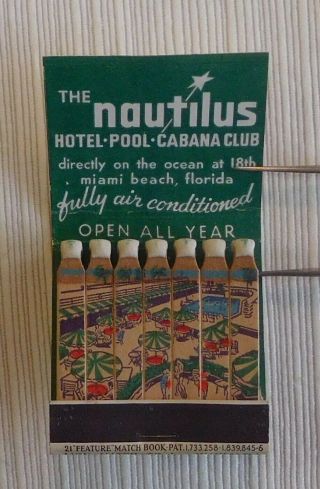 Feature Matchbook,  The Nautilus,  Miami Beach,  Fl. ,  Pool Scene,  Cabana Club,  Full
