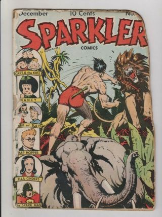 Sparkler Comics 4 1943 Tarzan Cover & Art By Burne Hogarth - Complete