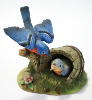 Andrea By Sadek Bluebird Family Figurine Made In Japan Porcelain Signed Mom Baby