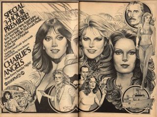 1980 Tv Double Page Tv Ad Charlies Angels Jaclyn Smith Cheryl Ladd Tanya Roberts