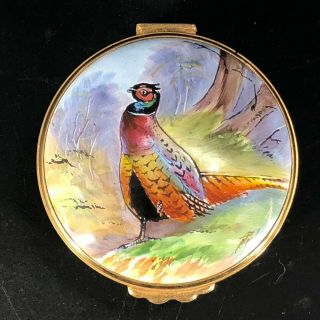 Kingsley Enamels Pheasant Trinket Box Worcestershire England Hand - Painted