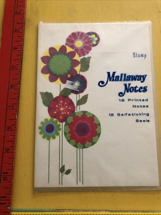 Vintage Mailaway Notes Fold A Notes Folder 10 Printed Flower Notes W/ Gold Seals