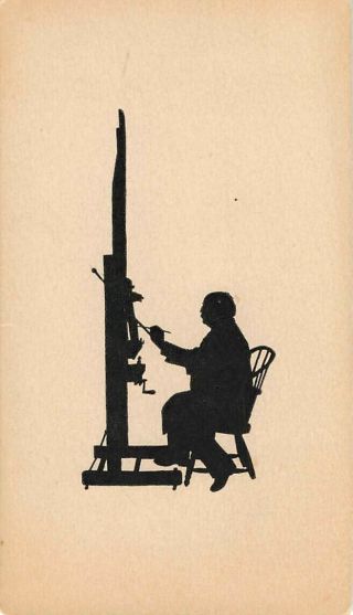 Silhouette Image Of An Artist At His Easel Paper Ephemera Not A Postcard