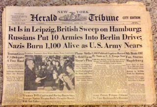 Vintage Newspaper Headline World War 2 Ww2 Us Army Beating Nazis Berlin