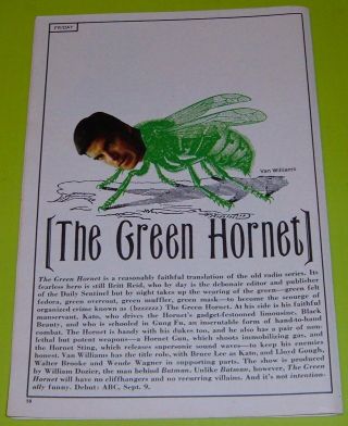 1966 Tv Article The Green Hornet Show Bruce Lee & Van Williams Premiere