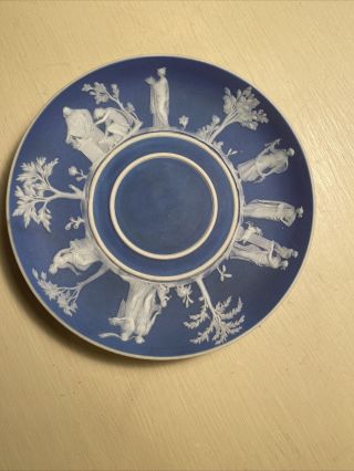 Wedgwood Rare 5 1/2 " Medium Blue Plate 2 Concentric Circles