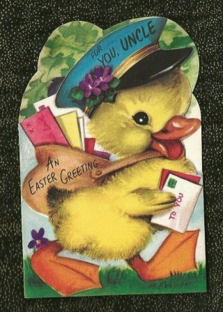Vintage Rust Craft Easter Card To Uncle Anthropomorphic Duck Mailman M.  Cooper