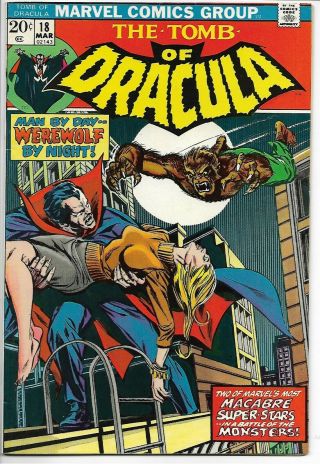 Tomb Of Dracula 18 Classic Werewolf By Night Cover Marvel 1974 Vf -