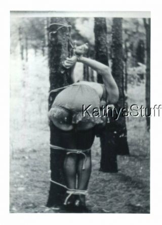 Risque Bdsm Photo I_1538 Woman In Panties From Beihnd Tied Up In Forest