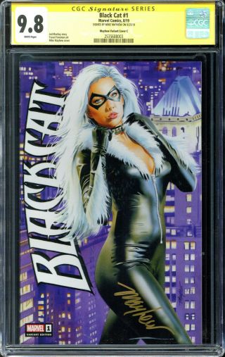 Black Cat 1 Mayhew Variant Cover C Cgc 9.  8 Signature - Signed By Mike Mayhew