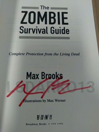 Zombie Survival Guide Book Signed By Max Brooks Autographed - World War Z