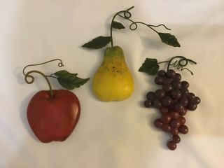 Set Of 3 Homco Home Interiors Sonoma Villa Fruit Wall Plaques Grapes Apple Pear