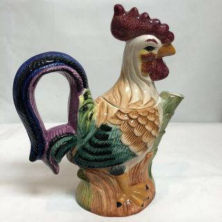 Rooster Teapot Ceramic By Heartfelt Kitchen Creations Colorful 11” X 10” Glazed