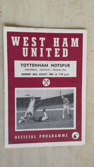 1961/62 Football League - West Ham United V Tottenham Hotspur - 28th August