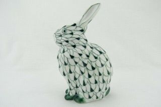 Green Fishnet Bunny Rabbit Figurine Hand Painted Andrea By Sadek