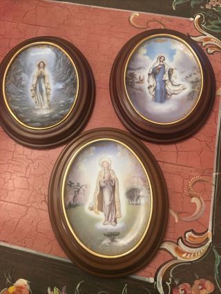 3 Bradford Exchange Visions Of Our Lady,  Fatima,  Lourdes & Medjugorje Framed