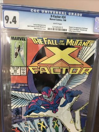 X - Factor 24 1988,  Marvel Comics CGC Graded “9.  4 1st App Of Archangel Key 2
