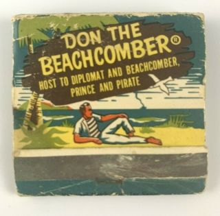 Vintage Matchbook Don The Beachcomber Hollywood Palm Springs Rare Tiki Rum Islan