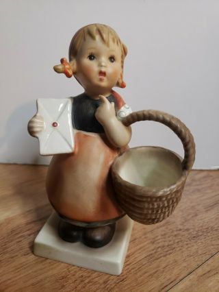 Hummel Figurine - " Meditation " Girl With Basket And Letter 13/0 Tmk - 3 Goebel 5 "