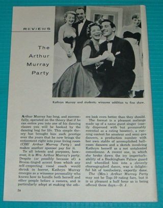 1956 Tv Guide Article The Arthur Murray Party Kathryn Murray & Dance Students