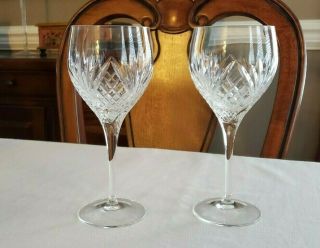 Royal Doulton Crystal Stratford 10 Oz Wine Glasses Goblets - Set Of 2