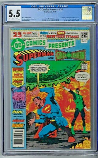 Dc Comics Presents Superman & Green Lantern 26 5.  5 Cgc 1980 Teen Titans
